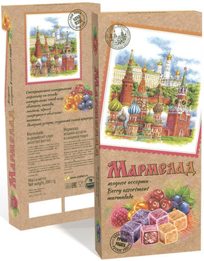 №2 Сладарт Мармелад Ассорти ягодное в сахарной пудре, 200г    в Анапе